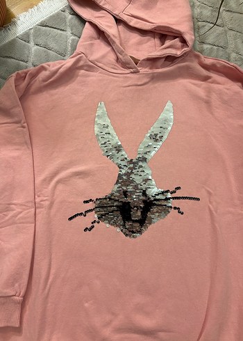 Kızlar için Kapüşonlu Pembe Sweatshirt - Görsel 3