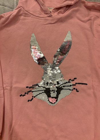 Kızlar için Kapüşonlu Pembe Sweatshirt - Görsel 2