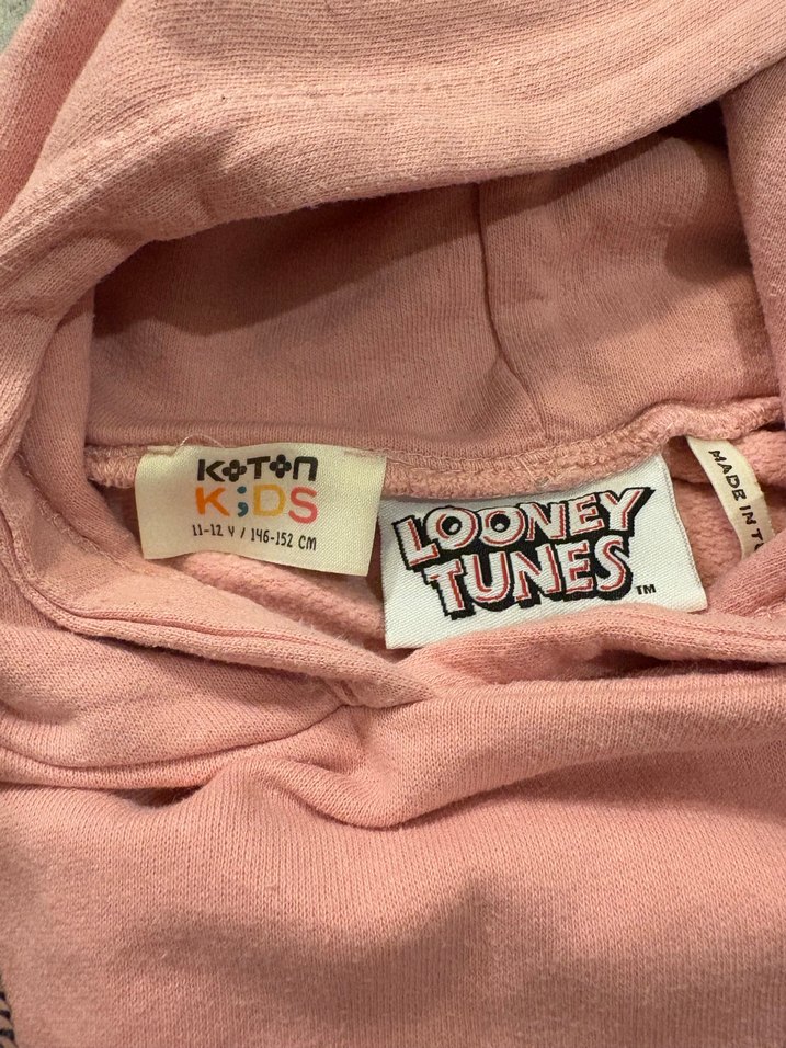 Kızlar için Kapüşonlu Pembe Sweatshirt - Görsel 5