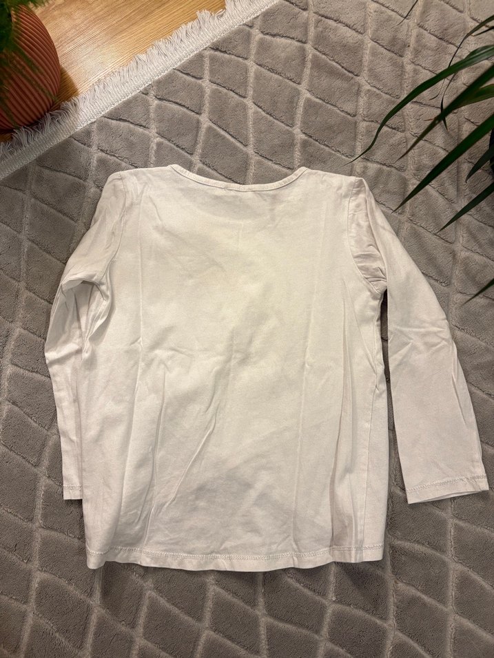 Beyaz Kız Çocuk Uzun Kollu Tişört - Görsel 4