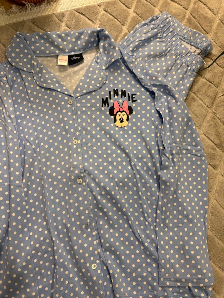 Minnie Mouse İşlemeli Mavi Pijama Takımı - Görsel 2