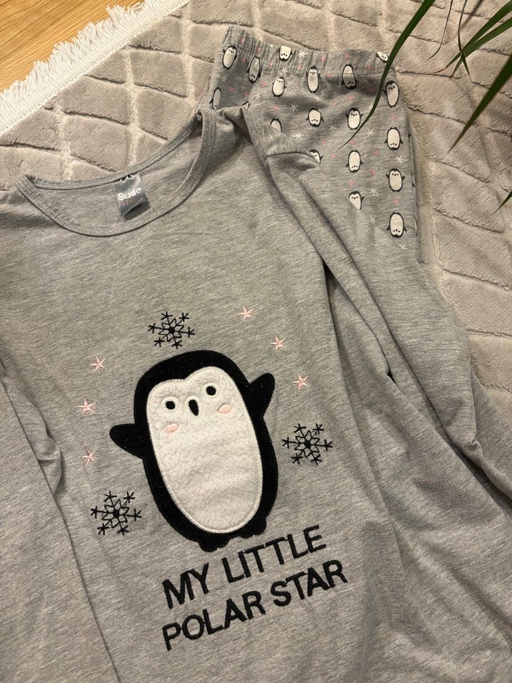 Uzun Kollu Gri Pijama Takımı - Görsel 2