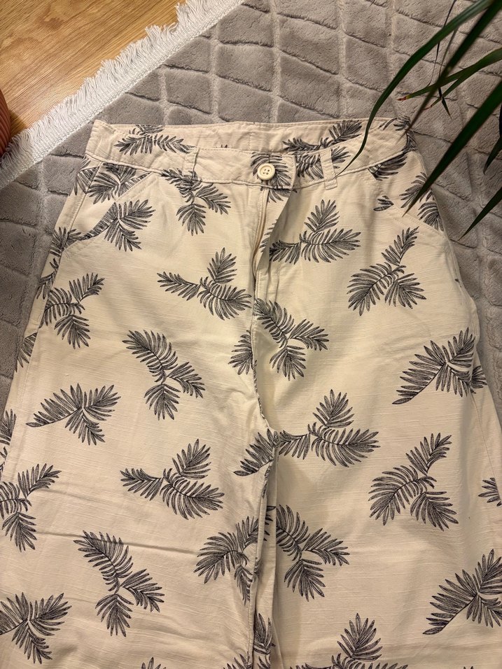 Bej Gri Desenli Rahat Kesim Pantolon - Görsel 3