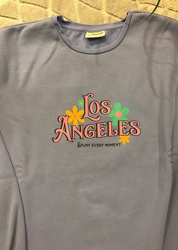 Mavi Uzun Kollu Los Angeles Baskılı Sweatshirt - Görsel 2