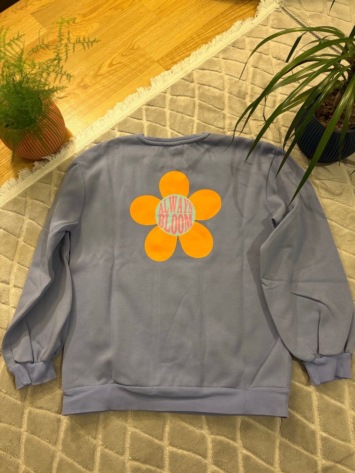 Mavi Uzun Kollu Los Angeles Baskılı Sweatshirt - Görsel 3