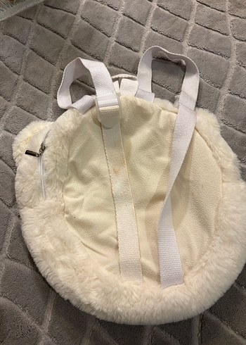 Beyaz Peluş Kedi Şeklinde Sırt Çantası - Görsel 4