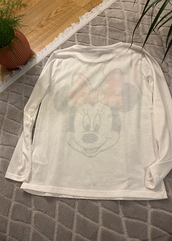 Kız Çocuk Beyaz Uzun Kollu Minnie Mouse Tişört - Görsel 3