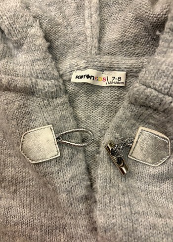 Gri Kapüşonlu Örgü Kız Çocuk Hırka - Görsel 3