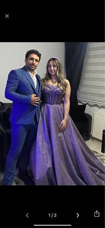 Nişanlık lila elbise