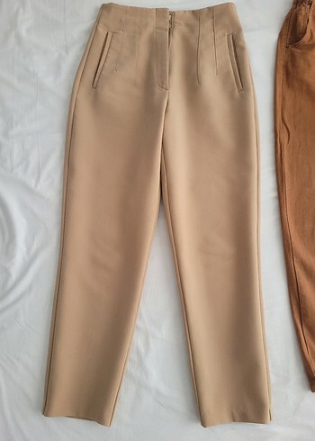 Bej Süet Rahat Kesim Kadın Pantolon - Görsel 2