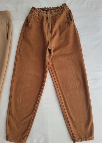 Bej Süet Rahat Kesim Kadın Pantolon - Görsel 3