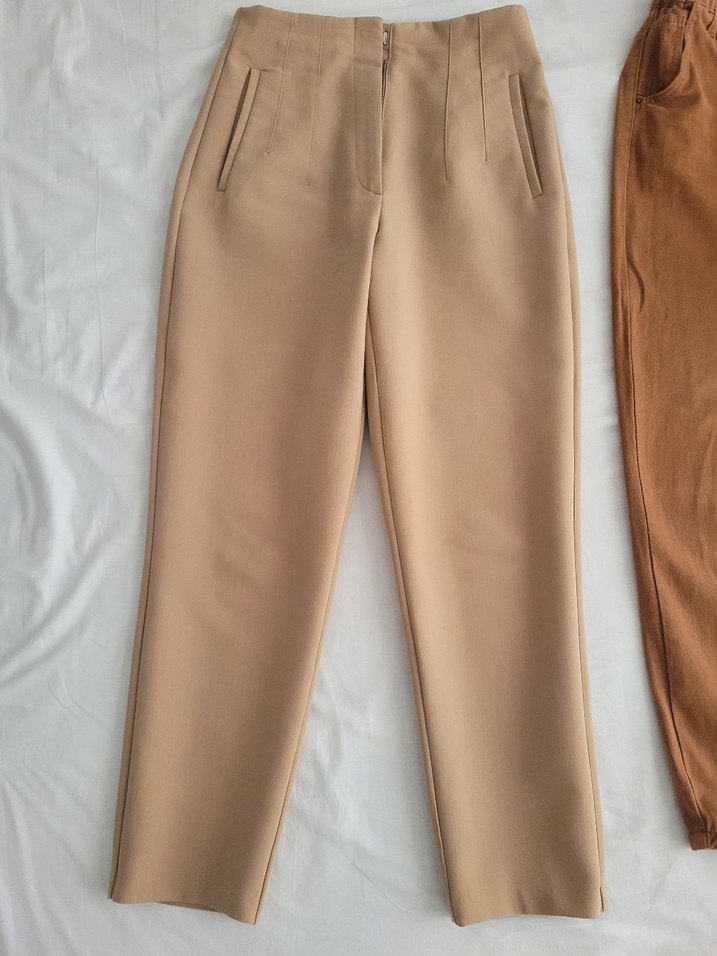 Bej Süet Rahat Kesim Kadın Pantolon - Görsel 2