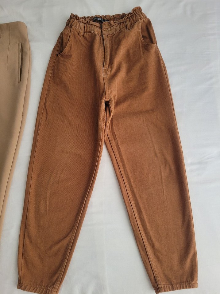 Bej Süet Rahat Kesim Kadın Pantolon - Görsel 3