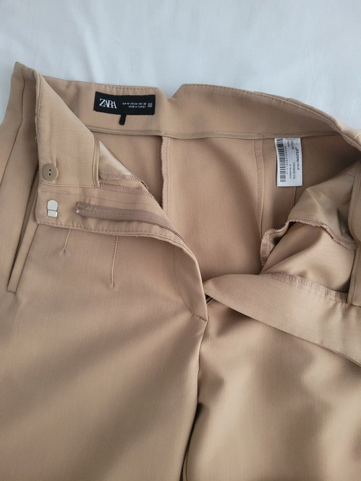 Bej Süet Rahat Kesim Kadın Pantolon - Görsel 5