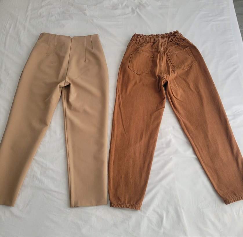 Bej Süet Rahat Kesim Kadın Pantolon - Görsel 4