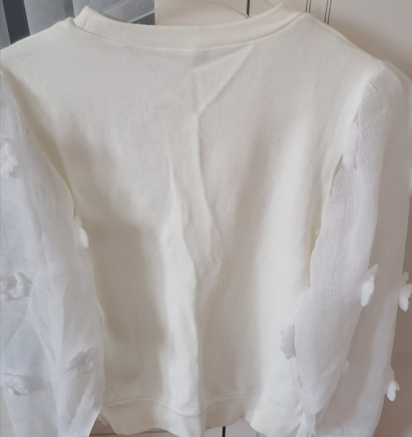 Kadın Beyaz Pamuklu Fırfırlı Sweatshirt - Görsel 2