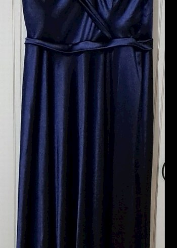 Lacivert Drapeli Uzun Abiye Elbise - Görsel 2