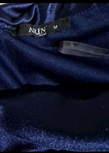 Lacivert Drapeli Uzun Abiye Elbise - Görsel 3