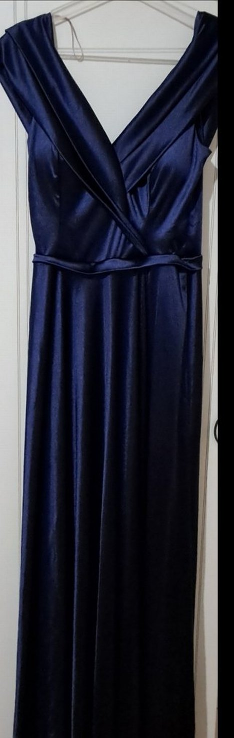 Lacivert Drapeli Uzun Abiye Elbise - Görsel 2