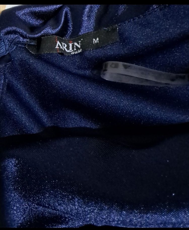 Lacivert Drapeli Uzun Abiye Elbise - Görsel 3