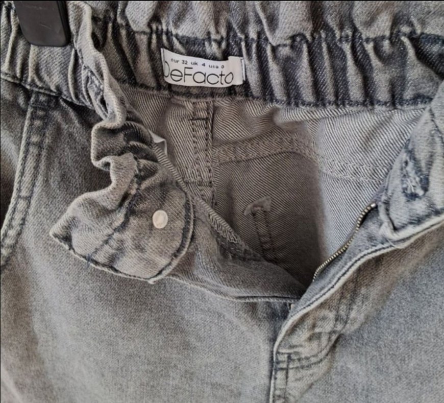 Gri Kadın Denim Bol Kesim Midi Jean - Görsel 2