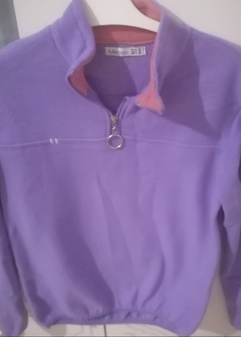 Mor Kadın Fermuarlı Sweatshirt