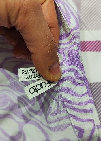 Mor Batik Desenli Keten Kadın Gömlek - Görsel 2