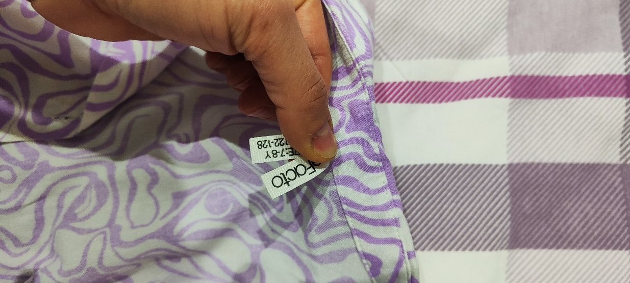 Mor Batik Desenli Keten Kadın Gömlek - Görsel 2