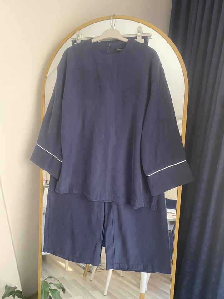 Lacivert Midi ikili Takım Uzun Kollu - Görsel 3