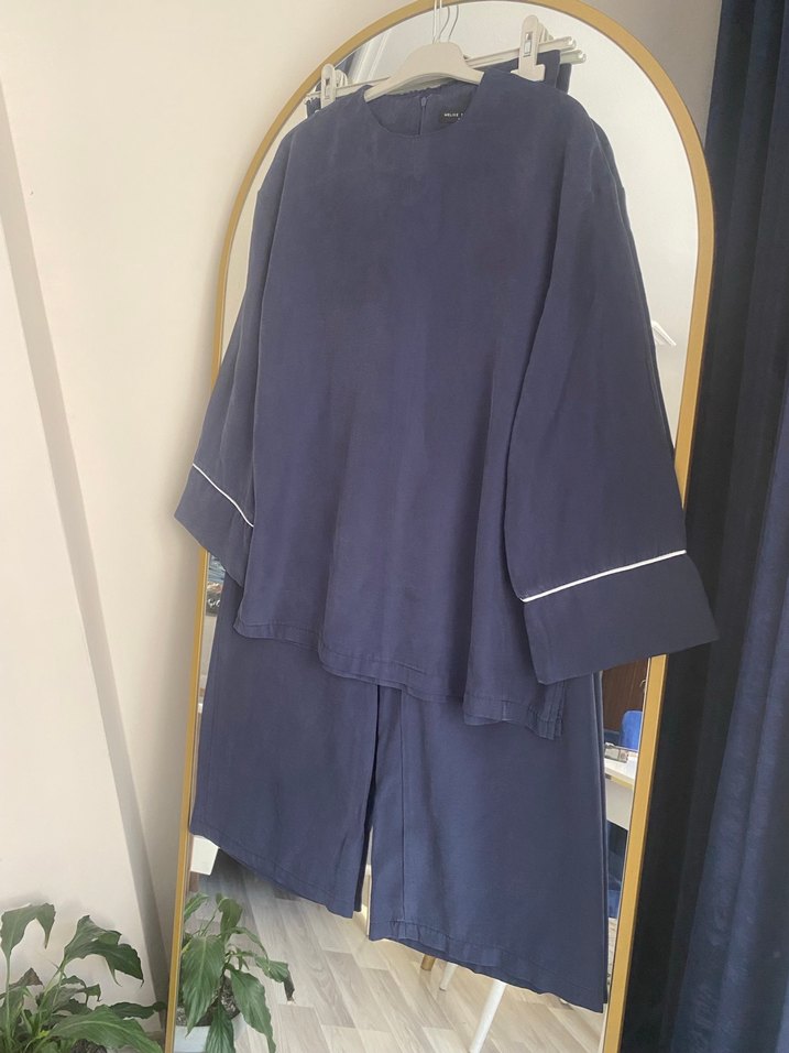 Lacivert Midi ikili Takım Uzun Kollu - Görsel 2