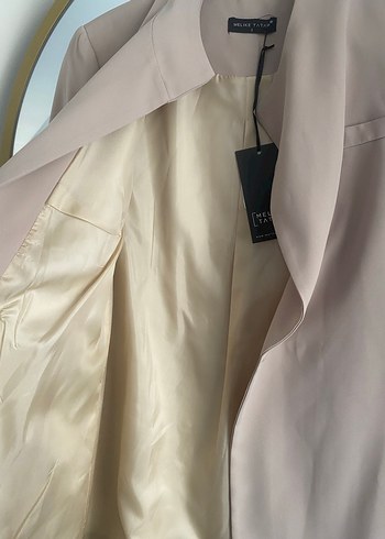 Bej Kadın Midi Blazer Ceket - Görsel 9