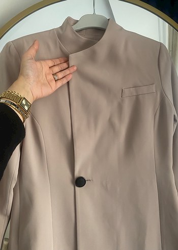 Bej Kadın Midi Blazer Ceket - Görsel 6