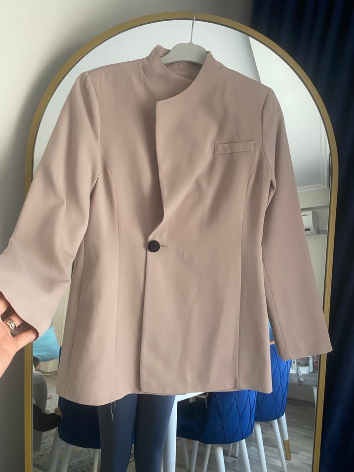 Bej Kadın Midi Blazer Ceket - Görsel 3