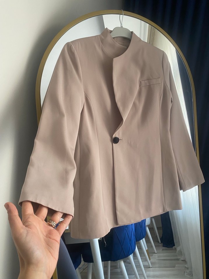 Bej Kadın Midi Blazer Ceket - Görsel 4
