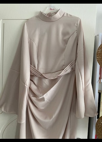 Bej Uzun Kollu Bohem Abiye Elbise - Görsel 4