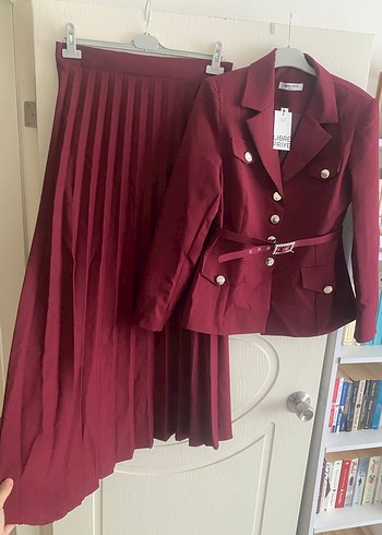 Bordo Uzun Kadın Takım Elbise - Görsel 6