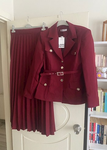 Bordo Uzun Kadın Takım Elbise - Görsel 3