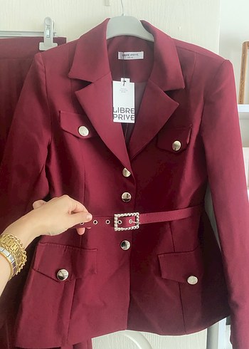 Bordo Uzun Kadın Takım Elbise - Görsel 5