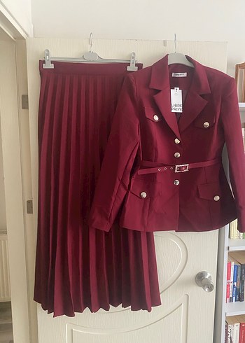 Bordo Uzun Kadın Takım Elbise - Görsel 2