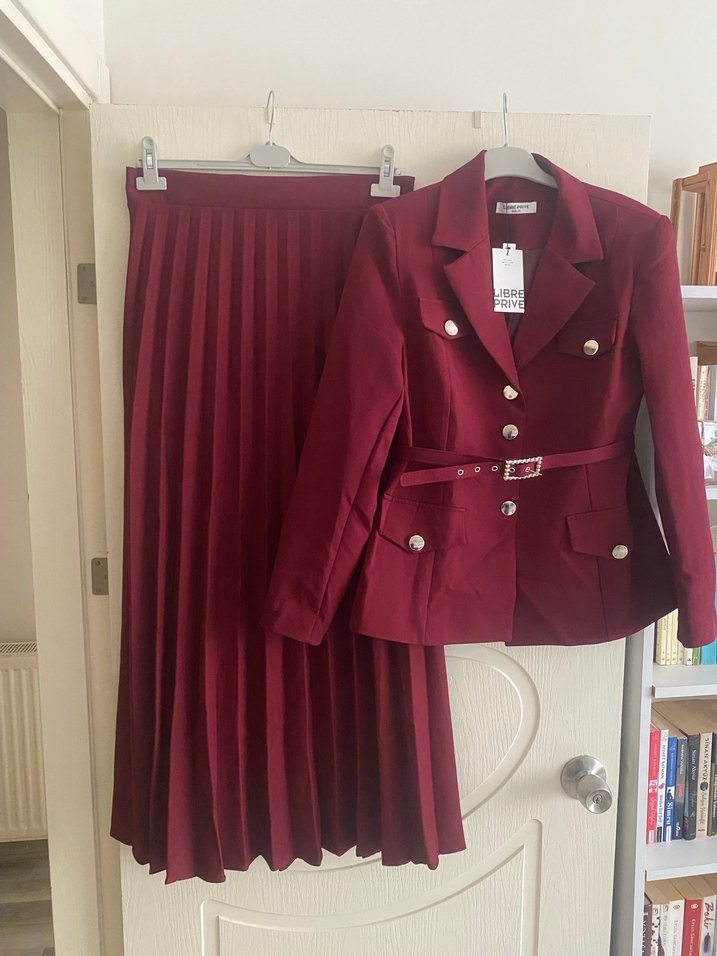 Bordo Uzun Kadın Takım Elbise - Görsel 2