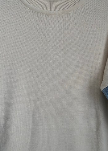 Uzun Kollu krem Triko Elbise ve Kot Kollu - Görsel 8