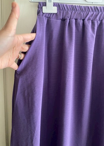 Mor Uzun Kollu Keten Kadın Takım - Görsel 5