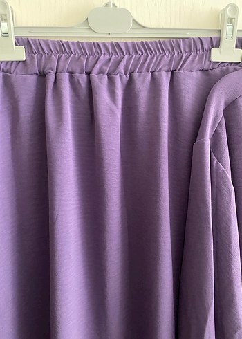 Mor Uzun Kollu Keten Kadın Takım - Görsel 6