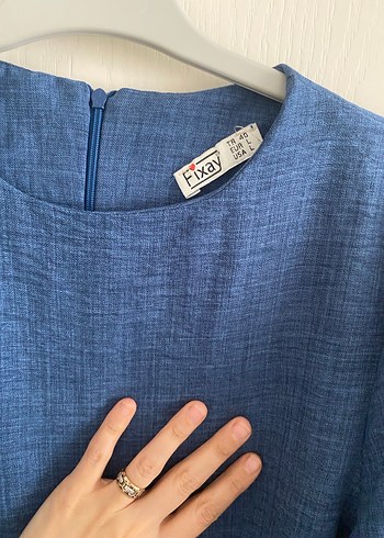 Mavi Kadın Keten Uzun Etek ve Bluz Takım - Görsel 6