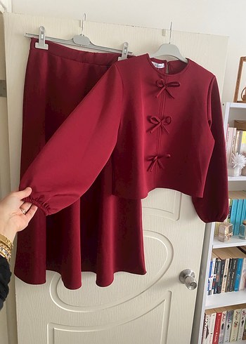 Bordo Midi Kadın Takım Elbise - Görsel 6