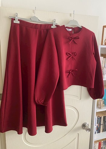 Bordo Midi Kadın Takım Elbise - Görsel 4