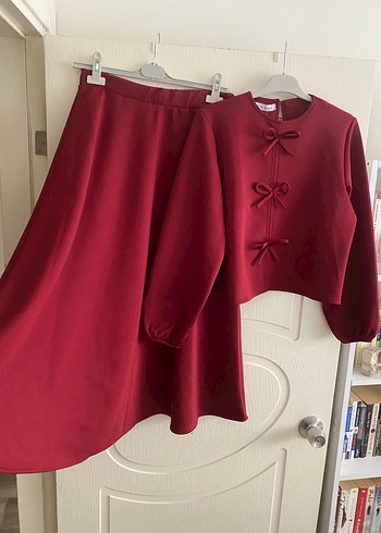 Bordo Midi Kadın Takım Elbise - Görsel 5