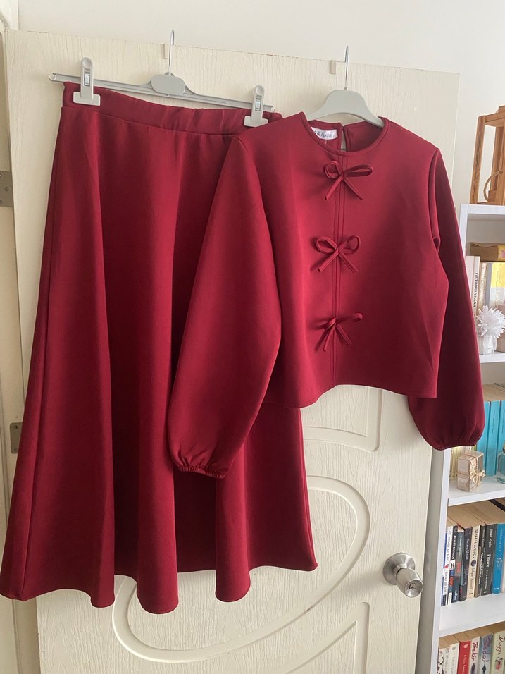 Bordo Midi Kadın Takım Elbise - Görsel 4