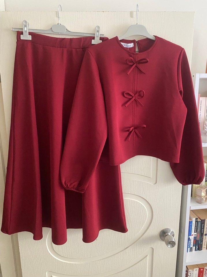 Bordo Midi Kadın Takım Elbise - Görsel 2