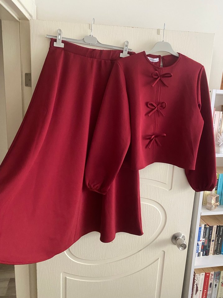 Bordo Midi Kadın Takım Elbise - Görsel 5